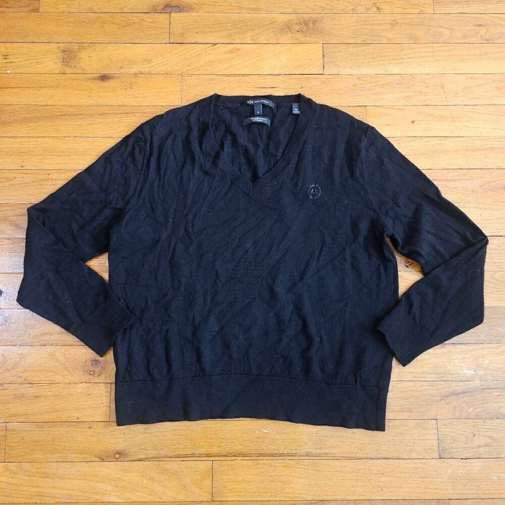Armani Exchange Merino Wool V Neck Knit Sweater Size Small
